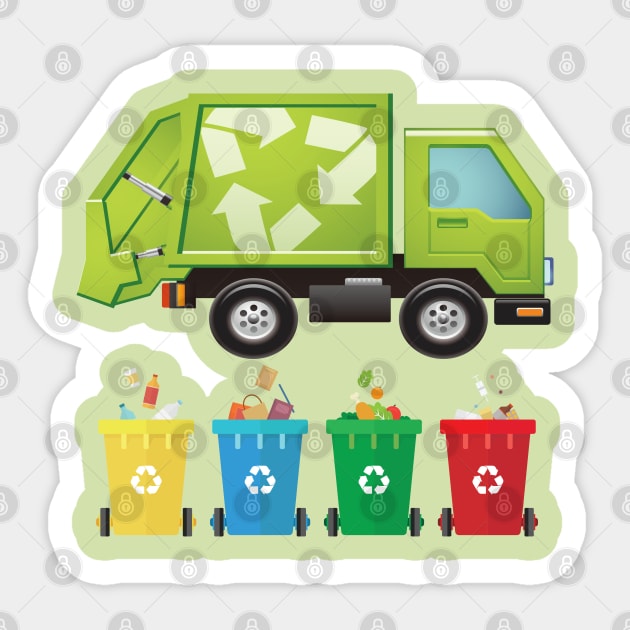 Garbage Truck Sticker by Happy Art Designs